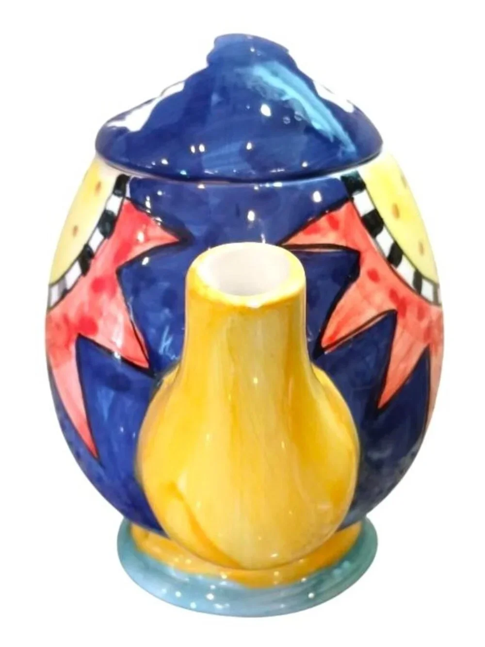 Vintage Whimsical Sun Flower Egg Teapot Ceramic Cottagecore Bella Casa Stye 1980